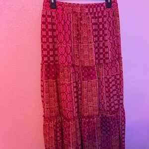 Chic Pink Patchwork Maxi Skirt